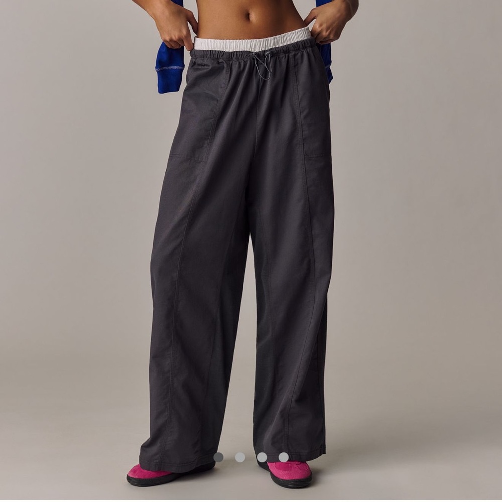 Anthropologie Charcoal Gray Wide-Leg Drawstring Pants